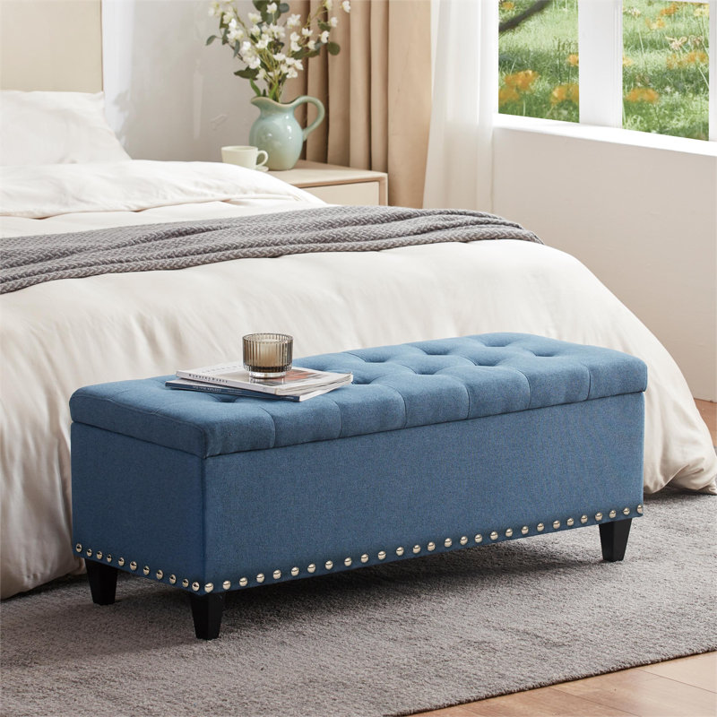 Ashtin Upholstered Ottoman, Blue