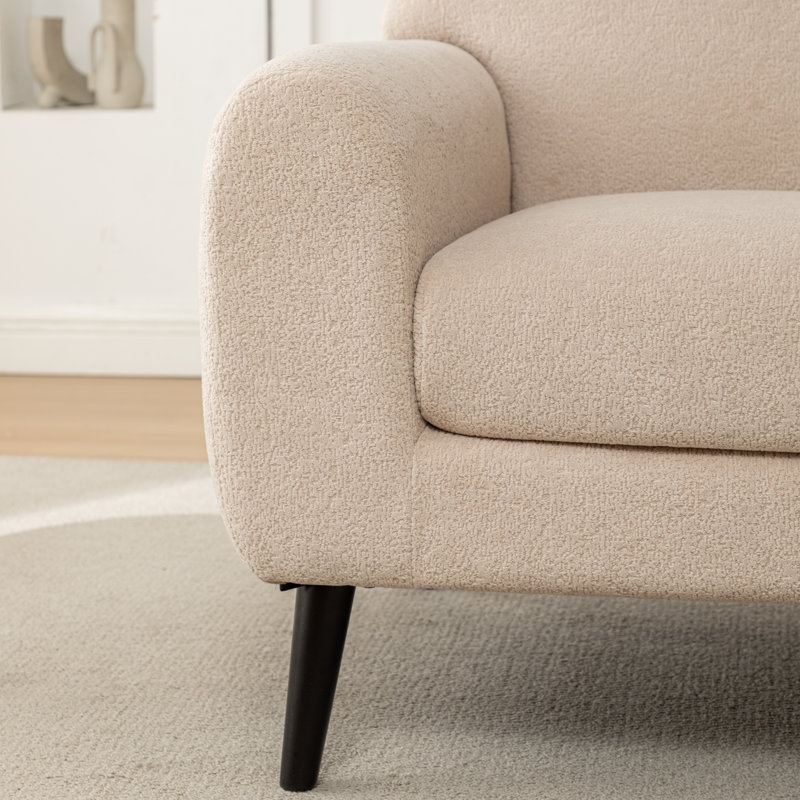 Chaise d'appoint rembourrée avec accoudoirs ronds Deivi, Polyester taupe