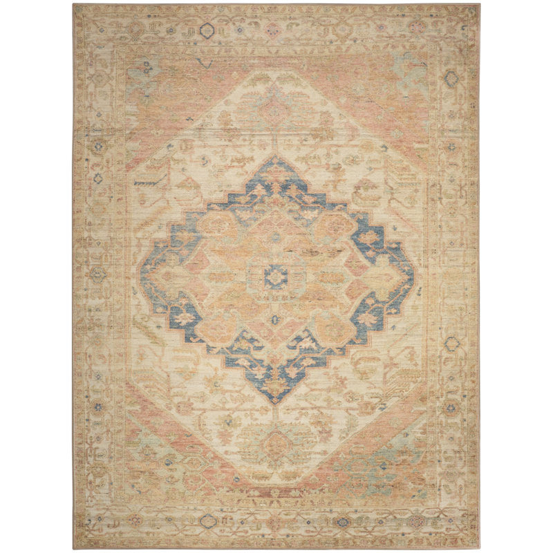Heriberto Machine Washable Vintage Area Rug, Rectangle 9'10" x 13'2"