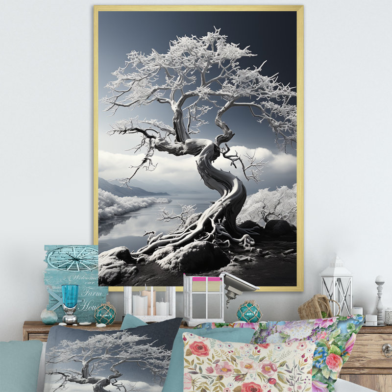 «Dreams» sur toile, noir et blanc, H 32 po x l 16 po x P 1 po, Cadre doré simple