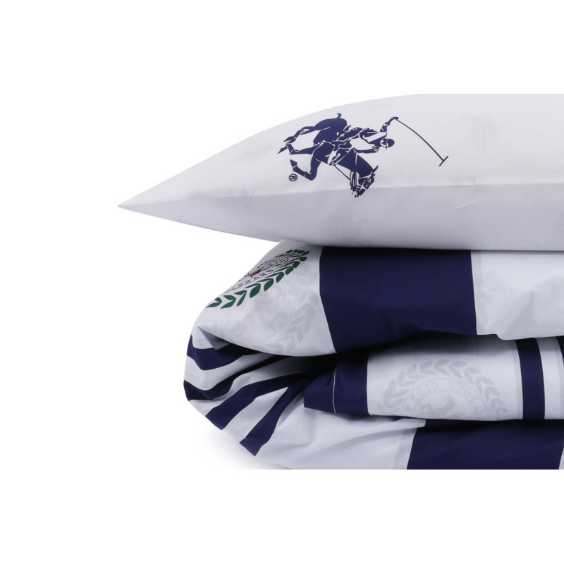 Ensemble de housse de couette 100% coton Flintridge, Housse de couette simple + 1 taie d'oreiller 31 po, Bleu / blanc