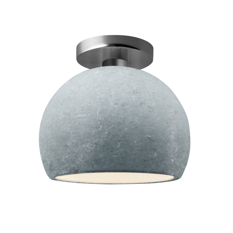 Ceramic LED Semi Flush Mount, 7" H x 7" W x 7" D, Brushed Nickel, Concrete