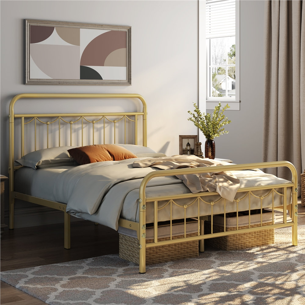 Laurel Foundry Modern Farmhouse Dravin Metal Bed Frame with Vintage ...