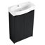 Meuble-lavabo autoportant de 58 cm (23 po). Design moderne et compact. Charnières de porte à fermeture douce. Espace de rangement suffisant. Couleur châtaigne noire. Meuble-lavabo facile à nettoyer, autoportant, châtaigne, portes, spacieux