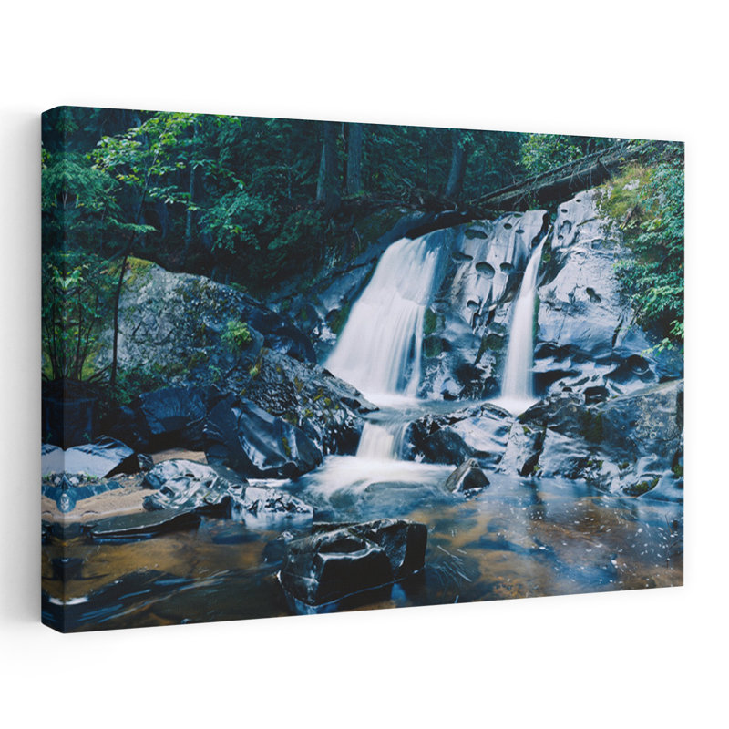 Waterfall and stones Leatherby Falls Mount Arvon Michigan USA 1 Piece Wrapped Canvas Wall Art, 30.48cm H x 45.72cm W