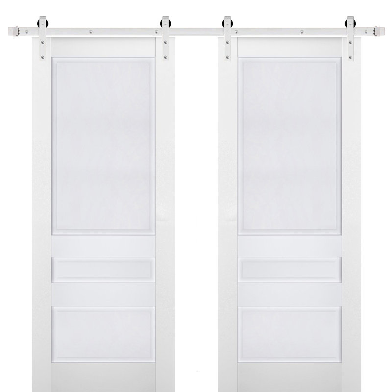 Veregio Panelled Wood Barn Doors, 36" x 96", White