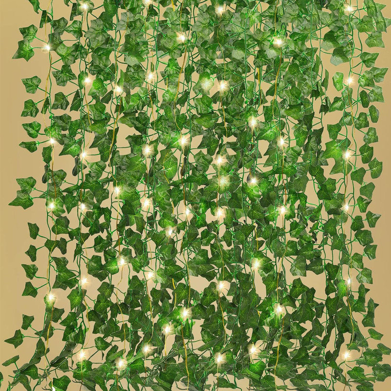 Ivy Fake Vines 24 Pack 173 FT Artificial Vine with 200 LED String Light Leaves Wall Decor Leaf