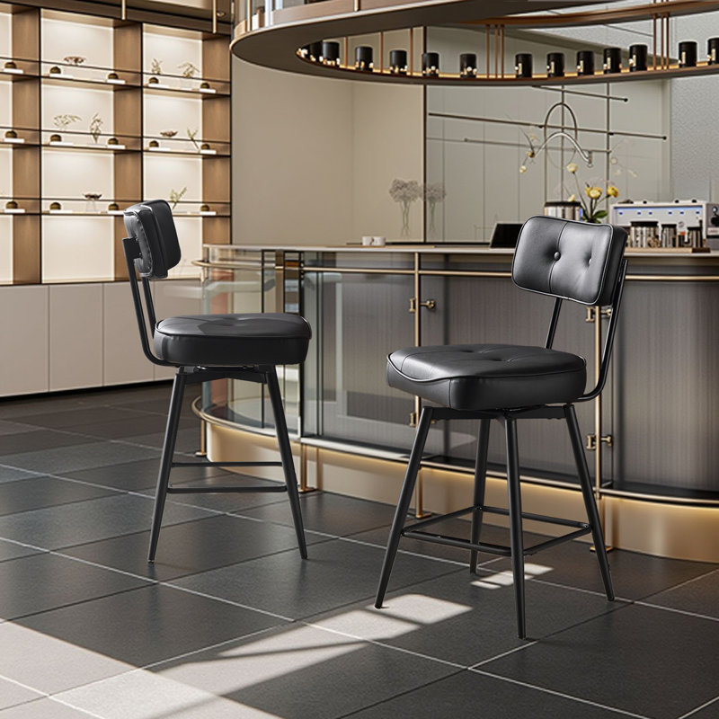 Swivel Upholstered Counter Stool with Metal Frame