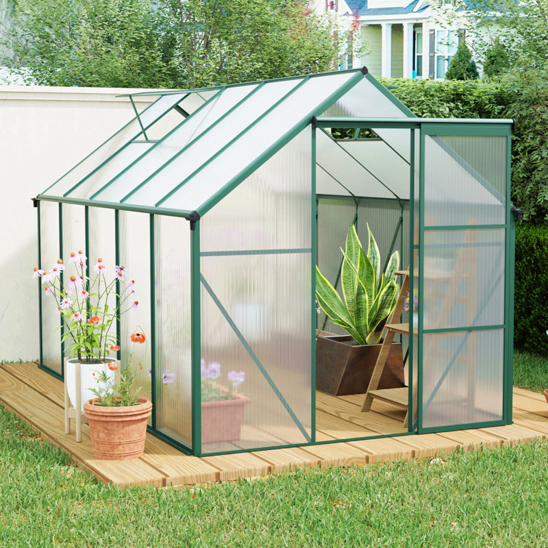 Serre en polycarbonate surélevée de 6 pi x 10 pi et serres robustes en aluminium pour ancrage pour cour arrière en toute saison