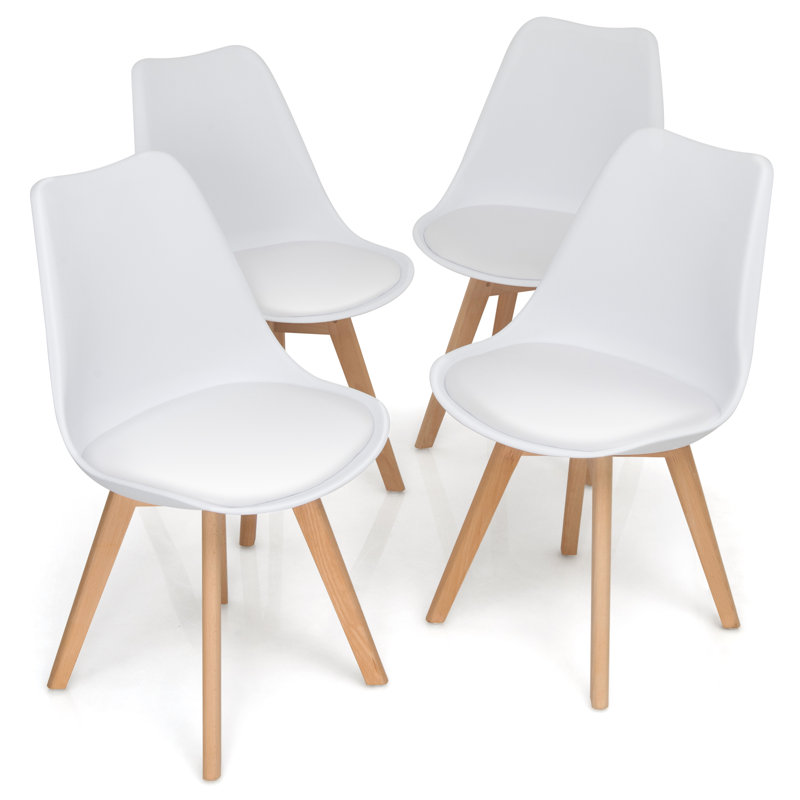Chaises de salle à manger à dossier haut avec pattes en bois Hinson, ensemble de 4