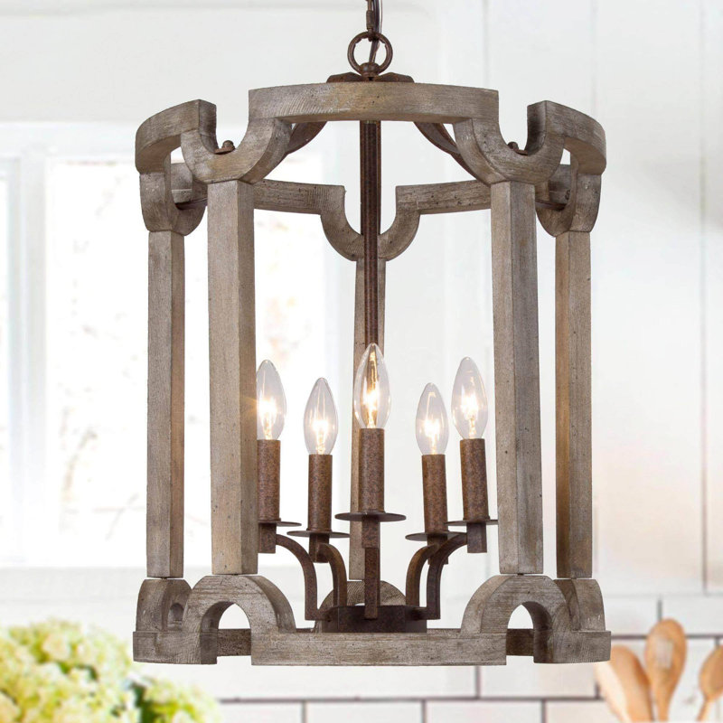 Luminaire suspendu tambour 5 lumières Feldmann, Brun rouille