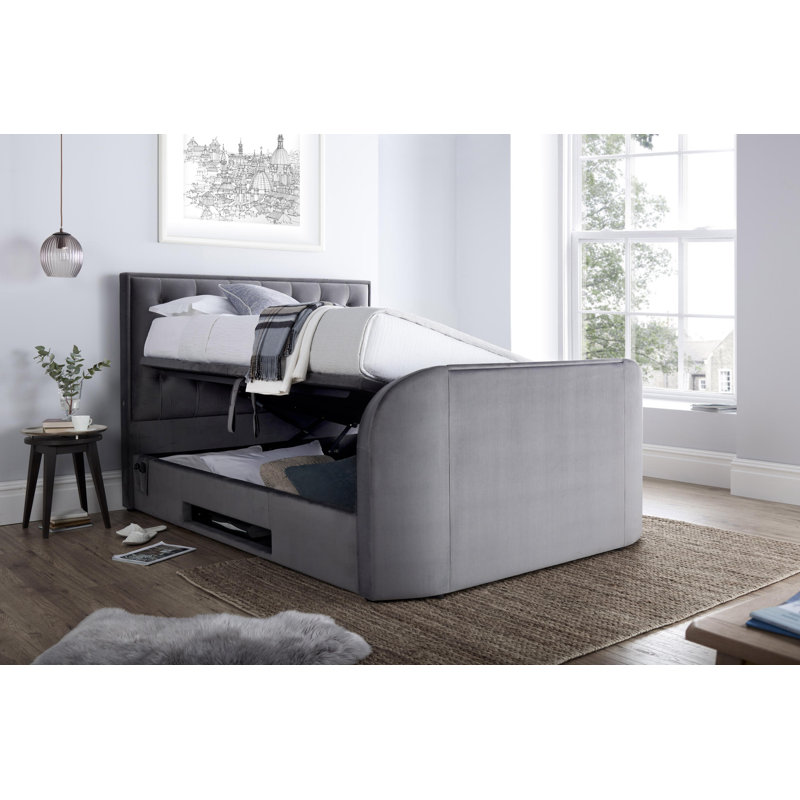 Ameriga Upholstered Ottoman Storage Bed, Grey, Super King (6')