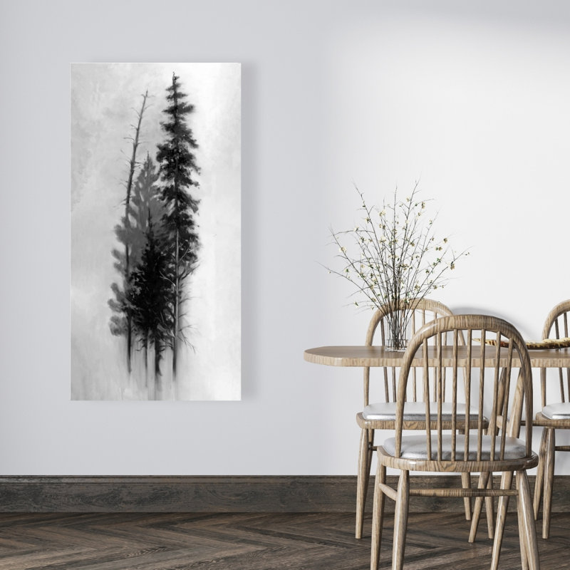 Silhouette d'arbres - Toile noire monochrome