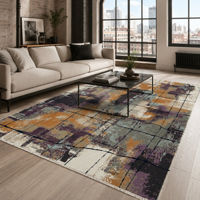 Striped Cotton and Chenille Flatweave Area Rug