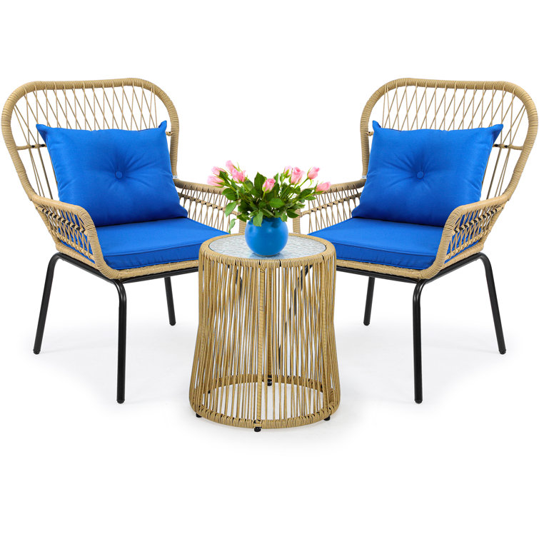 YITAHOME 3-Piece Wicker Small Patio Balcony Chair Set, Outdoor