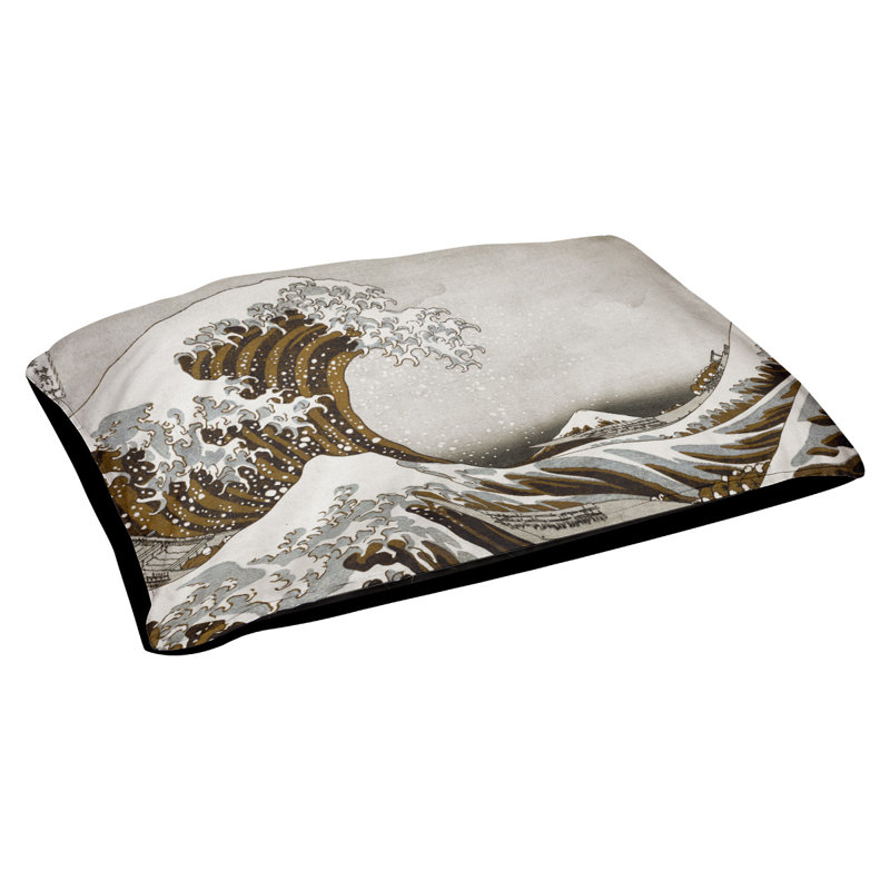 Coussin Burkart la grande vague, L 19,5 po x l 29,5 po, Sépia / gris/ noir