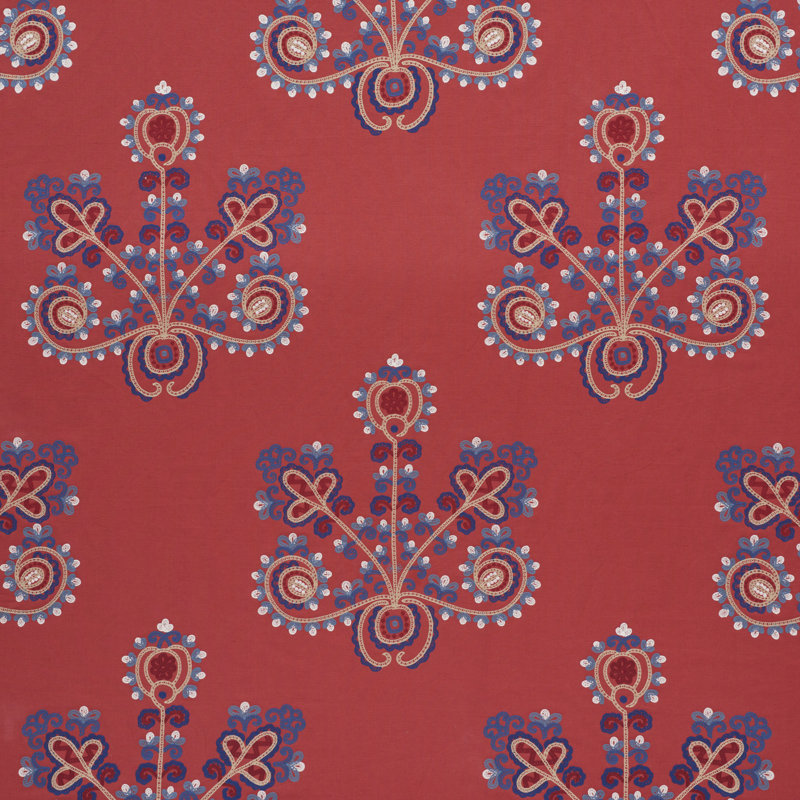 Estrella Embroidery Fabric, Vermilion 