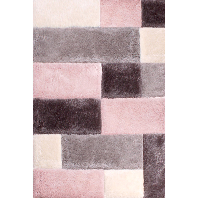Olcay Hand Tufted Pink/Grey/Cream Rug, Rectangle 80 x 150cm