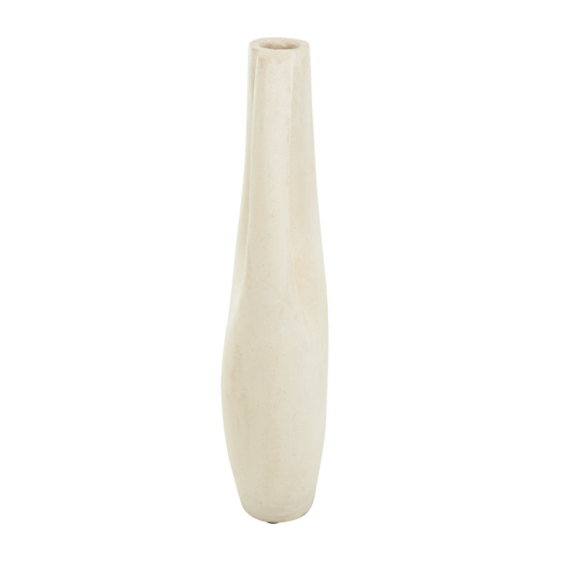 Paper Mache Abstract Curved Decorative Vase with Handle