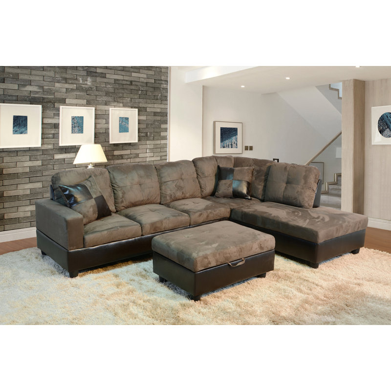 Juliessa Velvet L-Shaped Sectional Right Hand Facing, Right Hand Facing