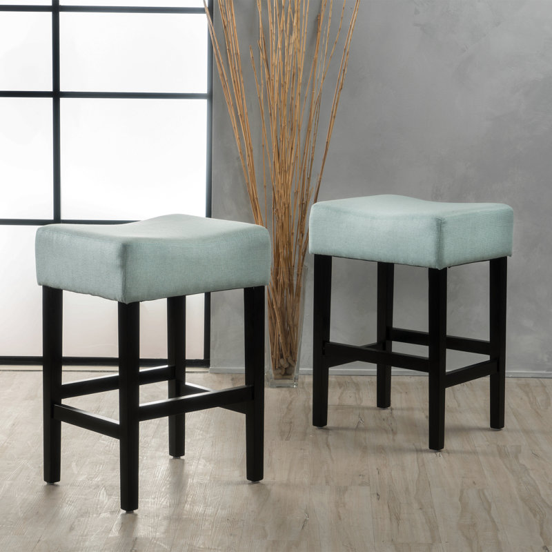 Set Of 2, 26.75" Backless Height Barstool, Light Blue