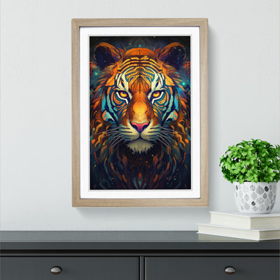 XYZ-FRM-V1223-1628 Tiger Futurism 1 Piece Single Picture Frame Wall Art