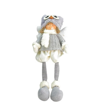 Figurine de table grise 21 "avec pieds pendants et chapeau de hibou