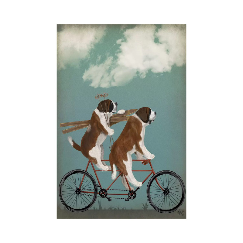 St. Bernard Tandem by Fab Funky - Wrapped Canvas Print, 66.04 cm H x 45.72 cm W