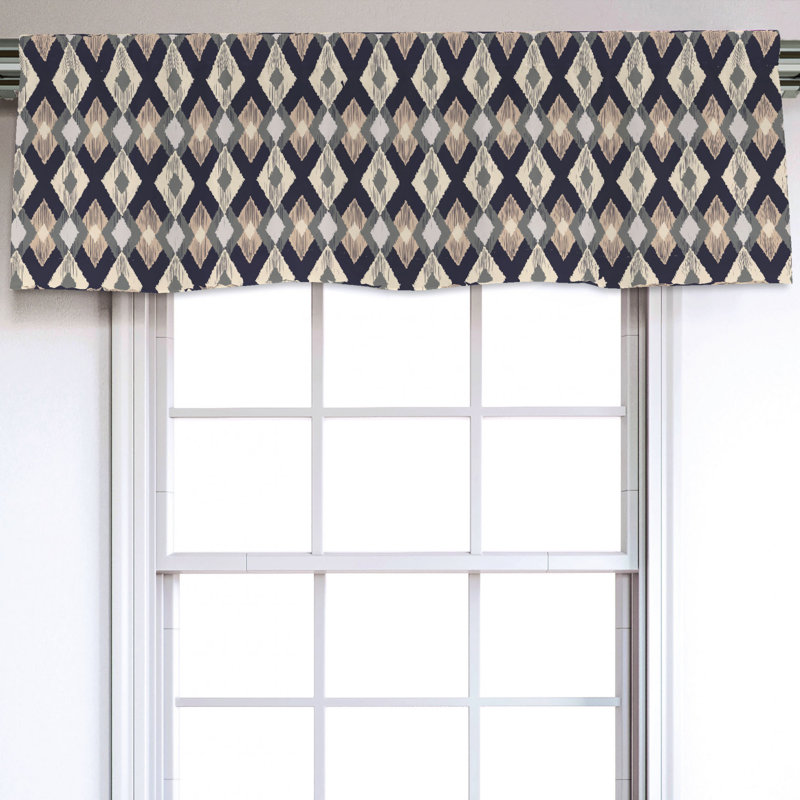 Sateen Geometric Ruffled Window Valance