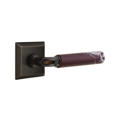 Emtek Select Passage Leverset w/ Quincy Rosette & R-Bar Stem, Rosso Levanto Marble Lever (CF)