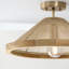 Luminaire suspendu 1 lumière en laiton mat 19 po x l 19 po x H 7 po avec bois de manguier et corde de jute tissée à la main
