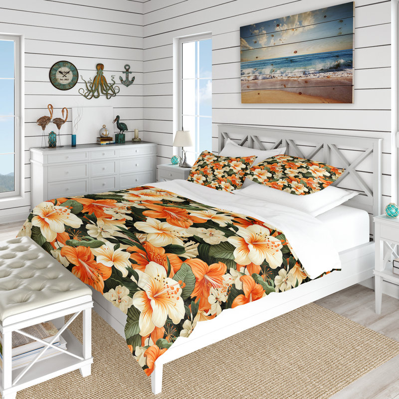 Ensemble de housse de couette Papaya Dreams, Housse de couette simple + 1 taie décorative stan