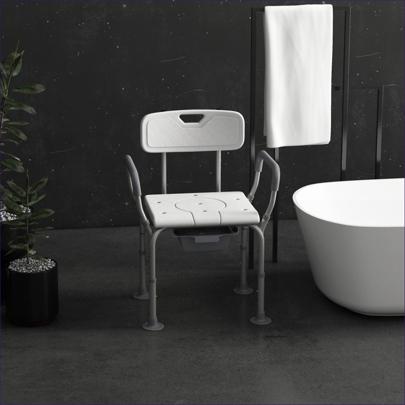 Sièges de chaise réglables 3-en-1 HOMcom, siège de toilette surélevé à hauteur réglable, pieds antidérapants pour les personnes âgées et amp; Désactivé, blanc cassé