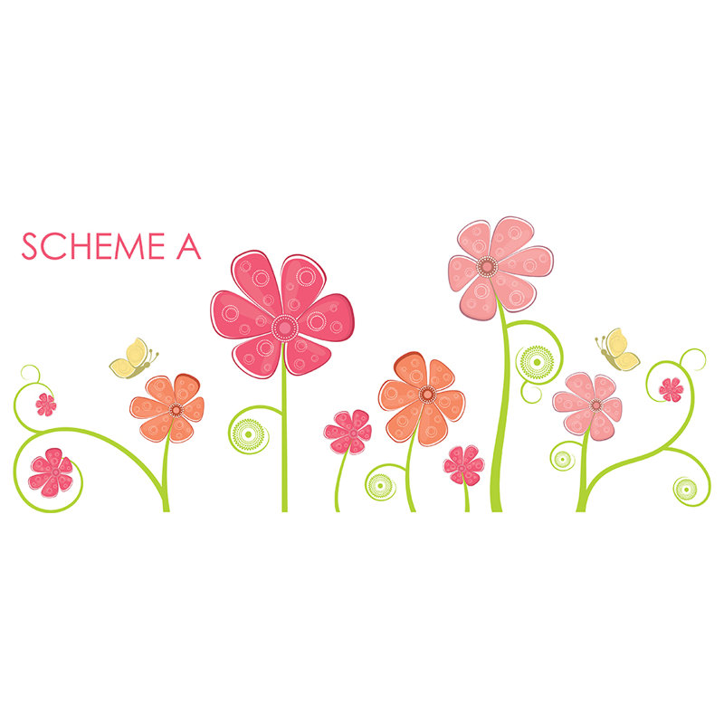 Décalcomanie murale fleur et papillon, Schéma A