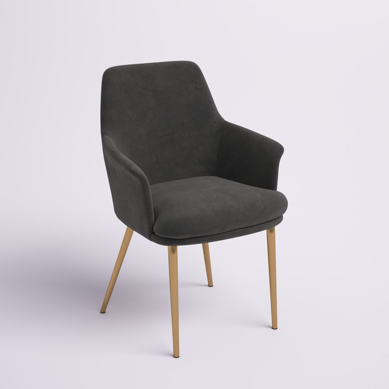 Odetta 18.32'' H Velvet Upholstered Armchair, Dark Gray