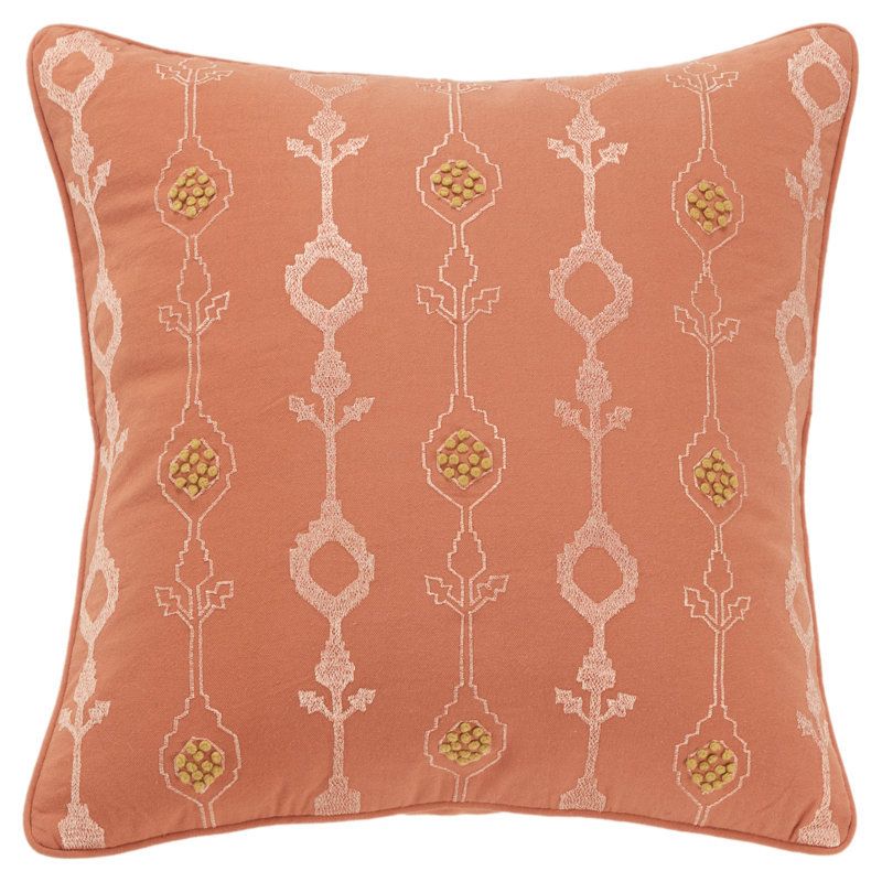 Embroidered Cotton Throw Pillow