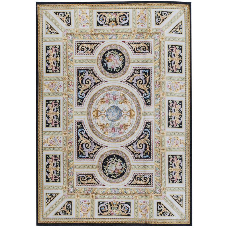 Tapis beige noué à la main de haute qualité