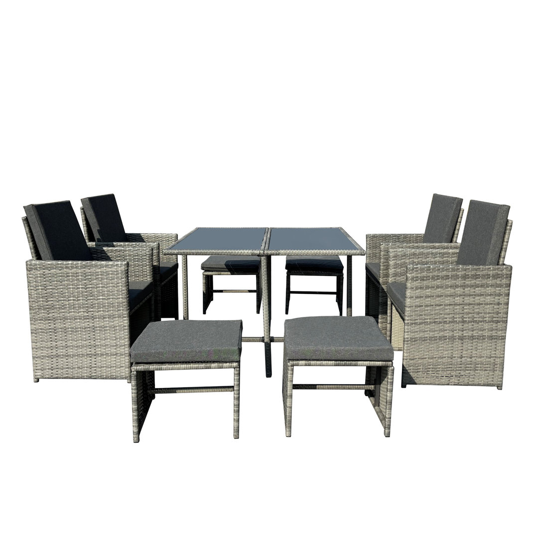8 - Person Wicker Patio Dining Set with Square Table