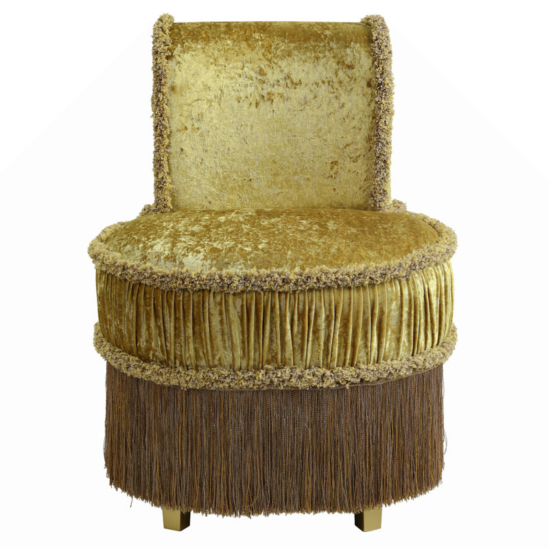 Tabouret de coiffeuse doré capitonné