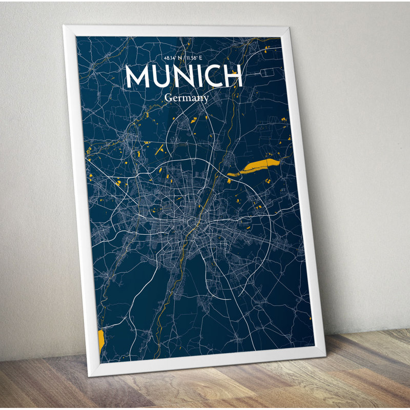 Munich City Map - No Frame Print, 43.2cm H x 27.9cm W x 0.13cm D