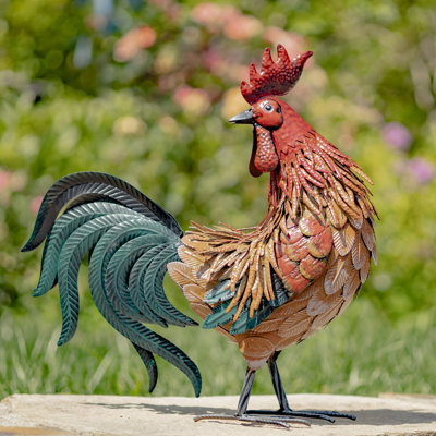 Statue coq Kai avec tête tournée