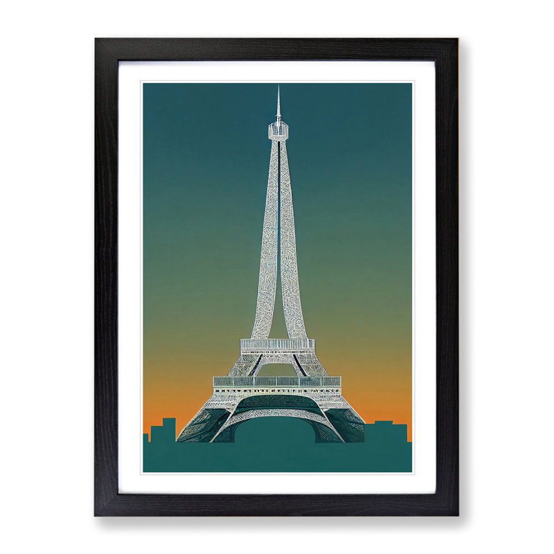 Eiffel Tower No.5 - Wall Art, Black Framed Paper, 64cm H x 46cm W x 2cm D