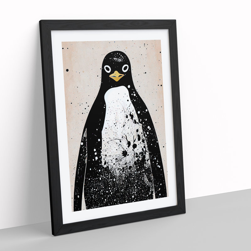 Penguin Graffiti No.5 - Wall Art, Black Framed Paper, 66cm H x 48cm W, White