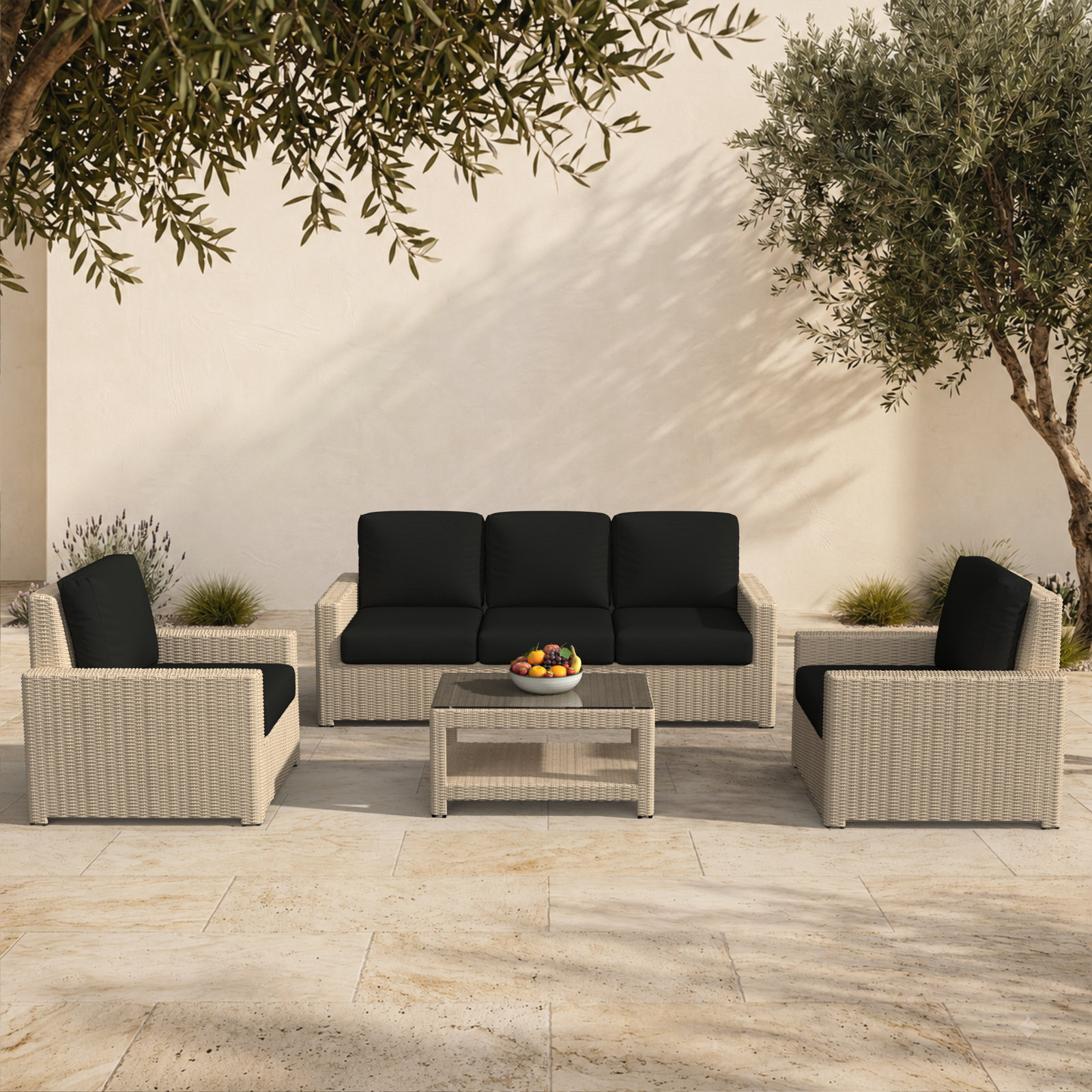 Henri 5-Person Sunbrella® Patio Seating Group, Sunbrella® Refuge Ocean