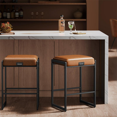 Counter Height Bar Stools, Synthetic Leather with Stitching