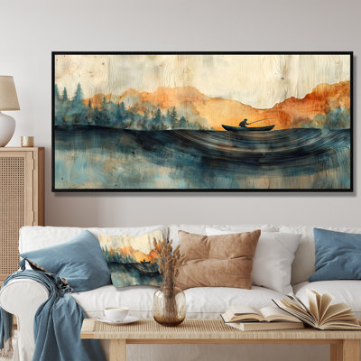 Pêche, tranquillité en bois, glissade en bois, paysage III - Bateau de pêche, art mural
