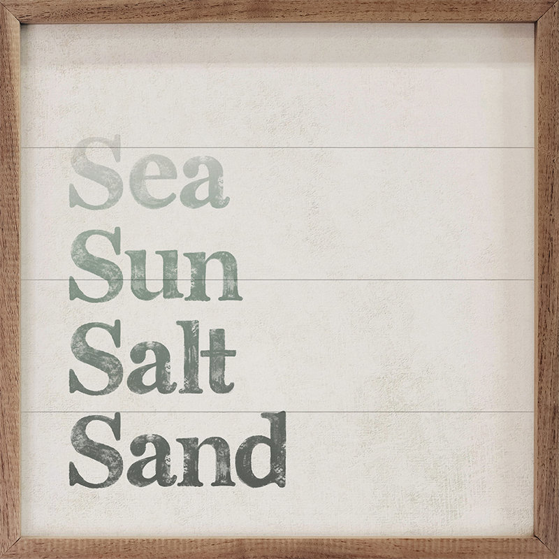 Mer soleil sel sable, H 12 po x l 12 po