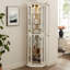 Vitrine de coin lumineuse avec tablette en verre avec portes en verre trempé, tablettes réglables et ampoule à perles incluse - armoire de bar idéale pour la décoration intérieure - BLANC-764142807