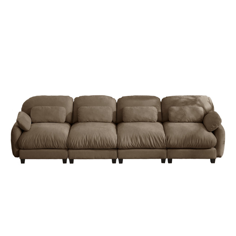 Canapé 4 places à effet nuage avec pouf amovible, ensemble de canapés modulables en chenille confortable, mobilier à combinaison libre pour petit salon.