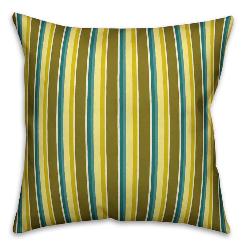 Coussin décoratif à rayures, 18 po x 18 po, Vert, Intérieur